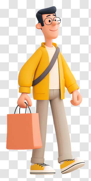 Man Carrying Grocery Bag - Man With Shopping Bag Transparent PNG