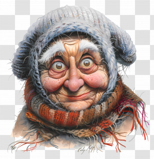 Old Woman - Warmly Dressed Old Man Transparent PNG