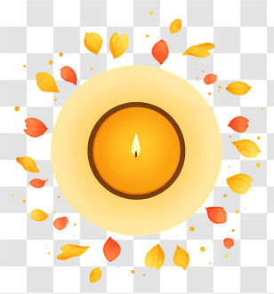 Diwali Diya Flower Petals - Top-down Candle With Petals Transparent PNG