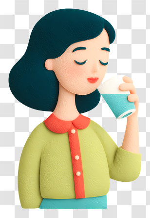 Girl Drinking Fresh Water - Woman Drinking Beverage Illustration Transparent PNG