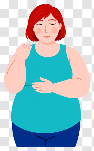 Overweight Woman - Woman In Blue Tank Top Transparent PNG
