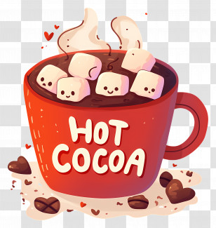 National Cocoa Day - Hot Cocoa Cup With Marshmallows Illustration Transparent PNG
