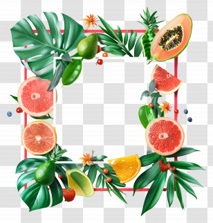 Summer - Tropical Fruit Frame In Vibrant Colors Transparent PNG