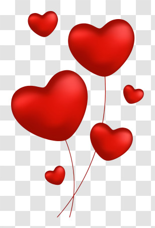 Red Heart Shaped Balloons - Red Heart Balloons For Celebrations Transparent PNG