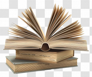 Animated Books - Illustration Of An Open Book Sitting On Stack Of Books Transparent PNG