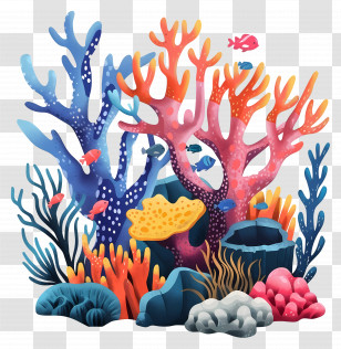 Coral Reefs - Vibrant Underwater Coral Reef Scene Transparent PNG