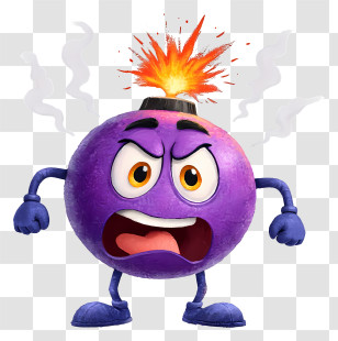 Cartoon Bomb - Panicking Purple Bomb Transparent PNG