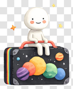 Galaxy Suitcase - Cute Space Traveler With Suitcase Transparent PNG