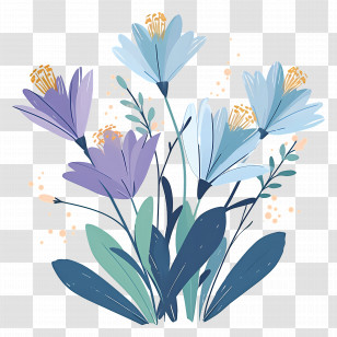 Crocus Flowers - Illustration Of Blue And Purple Flowers In Bloom Transparent PNG
