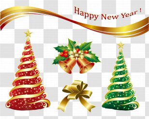 Christmas Tree Ornament Card Clip Art - Evergreen - Two Transparent PNG