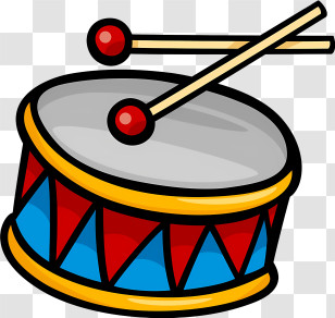 Music - Cartoon Drum With Sticks For Musical Fun Transparent PNG
