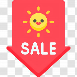 Summer Sale - Sun-Themed Red Downward Sale Icon Transparent PNG