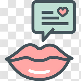 Valentines Day - Pink Lips With Heart Text Bubble Illustration Transparent PNG