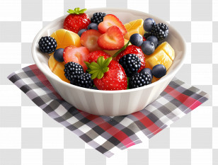 Breakfast Fruit Bowl - Bowl Of Fresh Mixed Fruits With Berries And Slices Transparent PNG