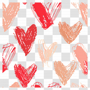 Love Background - Hand-Drawn Red Heart Pattern Transparent PNG