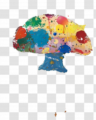 Oil Painting - Colorful Abstract Mushroom Art Transparent PNG