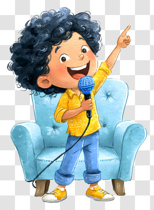 Cheerful Child Singing - Happy Kid Singing With Microphone Transparent PNG