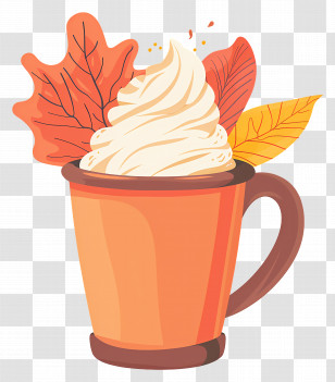 Autumn Coffee - Autumn-Themed Coffee Cup With Cream Transparent PNG