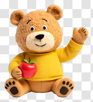 Bear Student - Cute Teddy Bear Holding Apple Transparent PNG
