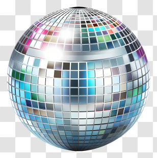 New Year - Colorful Disco Ball With Reflective Tiles Transparent PNG
