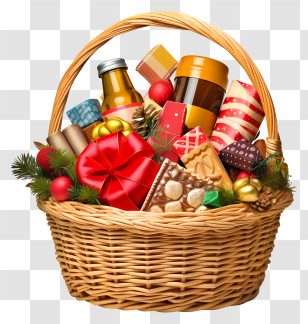 Wicker Basket - Christmas Gift Basket Transparent PNG