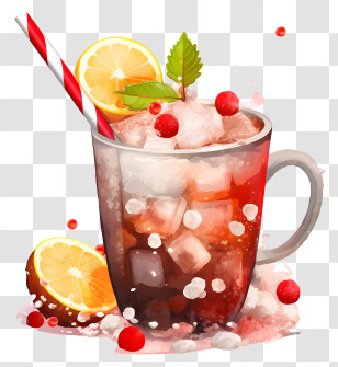 Beverage - Refreshing Iced Drink With Lemon And Berries Transparent PNG