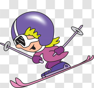 Sports - Cartoon Skier In Motion Transparent PNG