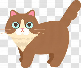 Cartoon Cat - Adorable Brown Fluffy Cat Illustration Transparent PNG