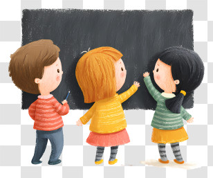 Children Writing On Blackboard - Kids Learning At Blackboard Transparent PNG