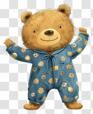 Cute Bear - Cozy Brown Bear In Pajamas Illustration Transparent PNG