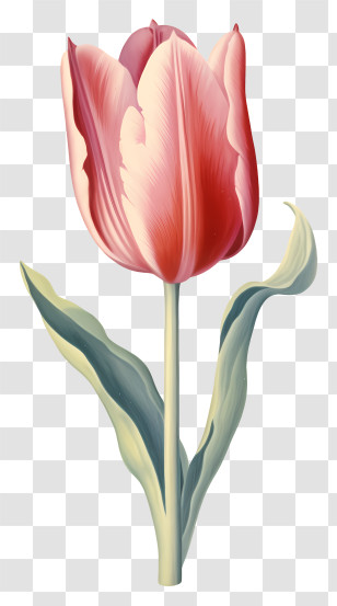Pink Tulip - Graceful Pink Tulip Flower Illustration Transparent PNG