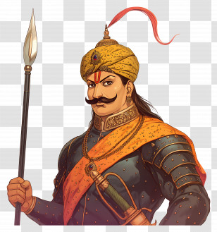 Maharana Pratap - Illustration Of Historical Warrior With Spear Transparent PNG