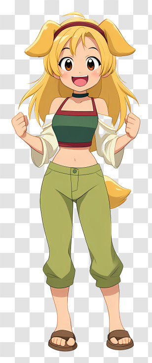 Roxanne - Happy Dog-Girl Anime Character Transparent PNG