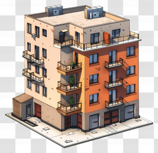 Apartment - Modern Apartment Building Illustration Transparent PNG