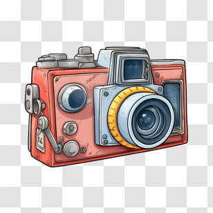 Camera - Classic Red Vintage Camera In Retro Style Transparent PNG