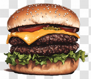 Beef Burger - Realistic Cheeseburger With Double Patty Transparent PNG