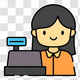 Cashier - Friendly Cashier Behind Store Counter Illustration Transparent PNG
