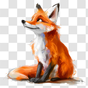 Fox - Cute Sitting Fox Illustration Transparent PNG