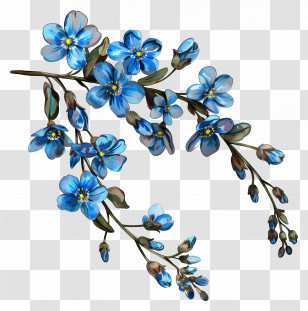Small Flower - Blue Floral Branch Illustration Transparent PNG
