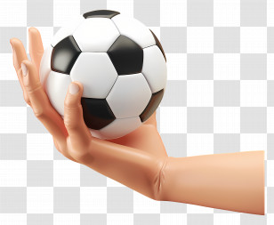 3d Football - Hand Holding A Soccer Ball Transparent PNG