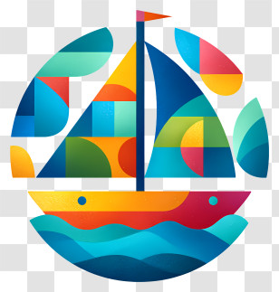 Boat Icon - Colorful Sailboat Design Transparent PNG
