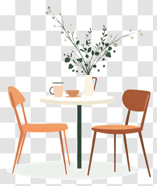 Aesthetic Table Setup - Dining Table And Chairs Transparent PNG