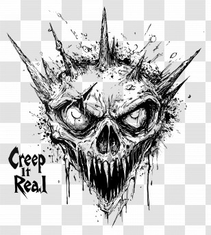 Creep It Real - Spiky Skull With Text Transparent PNG