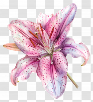 Stargazer Flower - Realistic Pink Lily Flower Illustration Transparent PNG