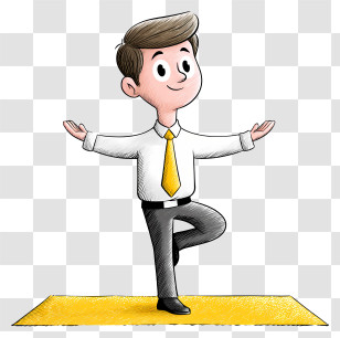 Businessman Doing Yoga - Man Practicing Yoga On Mat Transparent PNG
