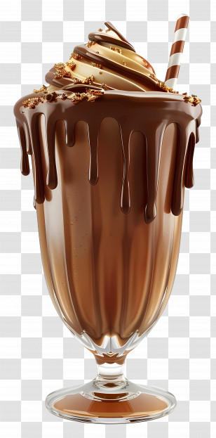 Chocolate Milkshake - Decadent Milkshake With Chocolate Toppings Transparent PNG