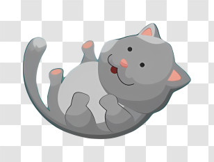 Cat - Playful Gray Cat Rolling On The Floor Transparent PNG