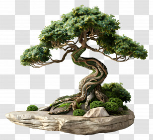 Bonsai Tree - Artwork Of A Bonsai Tree With Twisted Trunk Transparent PNG