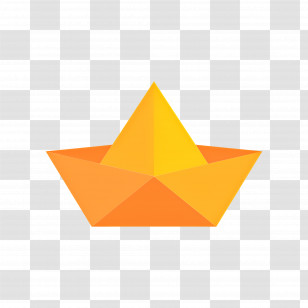 Paper Boat - Orange Origami Paper Boat Design Transparent PNG