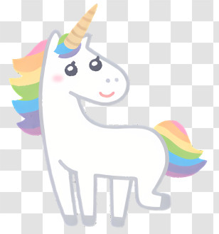 Unicorn - White Unicorn With Rainbow Mane Transparent PNG